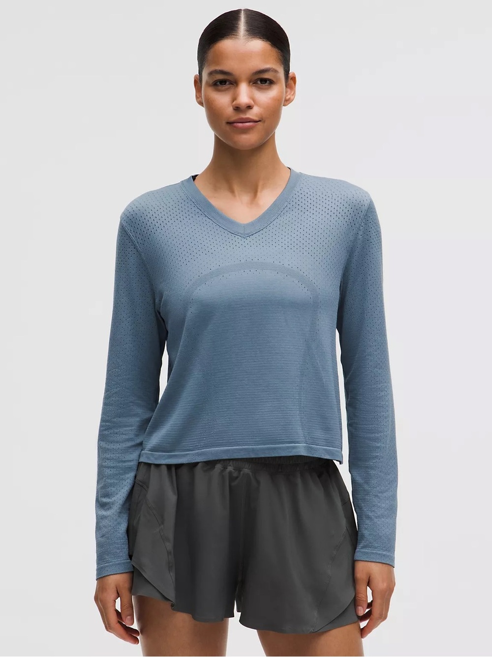 lululemon athletica Blue Long Sleeve V-Neck Top